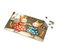 Jigsaw Puzzles Free For Adults Two Cats In Polka Dot Dresses Dancing In A Kitchen. Picture Puzzle Toddler Puzzles Ages 2-4 500 Piece Puzzles(1000PCS)