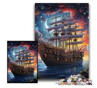Jigsaw Puzzles Galaxy Pirate Ship cardboard Jigsaw Size 26x38cm Challenging Brain Teaser, Family Activity, Home Decor