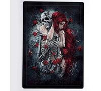Jigsaw Puzzles Gothic Red Hair Woman Skull Skull Red Rose Board Jigsaw Puzzle, Jigsaw Puzzle 1000 Pieces Puzzle 70x50CM