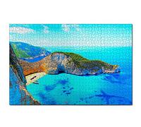 Jigsaw Puzzles Greece Zakynthos Shipwreck Beach 1000 Piece Jigsaw Puzzle for Adults and Family Travel Gift Souvenir 38x26CM