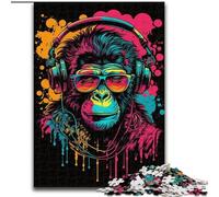 Jigsaw Puzzles Headphones Monkey Puzzles for Adults size 26x38cm for Teenagers, Couples, And Friends for Birthdays, Christmas