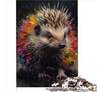 Jigsaw Puzzles Hedgehog Painting 1000 Pieces Adult Wooden Puzzle Pastime for Adults Kids Ages 12+ Gift for Friends Family Size (50x75cm)