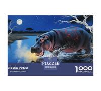 Jigsaw Puzzles Hippo 1000 Piece Challenge Toy for Adults,Moonlit Night River Impossible Jigsaw Puzzles 1000 Pieces Educational Game for Adults Or Families 38x26cm/1000pcs