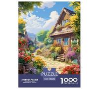 Jigsaw Puzzles Idyllic Cottage 1000 Piece Challenge Toy for Adults,Peaceful Village Impossible Jigsaw Puzzles 1000 Pieces Educational Game Home Decoration 38x26cm/1000pcs