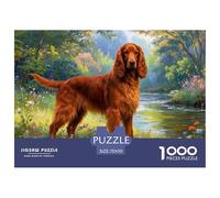 Jigsaw Puzzles Irish Setter Dog 1000 Piece Challenge Toy for Adults,Spring Natural Landscape Impossible Jigsaw Puzzles 1000 Pieces Educational Game for Adults Or Families 70x50cm/1000pcs