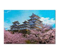 Jigsaw Puzzles Japan Castle Himeji 1000 Piece Jigsaw Puzzle for Adults and Family Wooden Travel Gift Souvenir 30x20 inches(PTNO-03377)