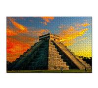 Jigsaw Puzzles Mexico Pyramid Ruins Chichen-Itza 100 Piece Jigsaw Puzzle for Adults and Family Travel Gift Souvenir 45,5x35,5CM