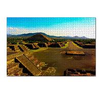 Jigsaw Puzzles Mexico Teotihuacan Aztec Pyramids 100 Piece Jigsaw Puzzle for Adults and Family Travel Gift Souvenir 45,5x35,5CM