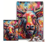 Jigsaw Puzzles Moose Graffiti Puzzles for Adults 50x75 cm Perfect for Family Fun on Christmas, Thanksgiving, Birthdays & Easter
