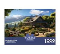 Jigsaw Puzzles Mountain Village Cottage 1000 Piece Challenge Toy for Adults,Dreamy Mountain Villa Impossible Jigsaw Puzzles 1000 Pieces Educational Game Home Decoration 38x26cm/1000pcs