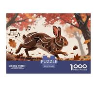 Jigsaw Puzzles Netherland Dwarf Rabbit 1000 Piece Challenge Toy for Adults,Autumn Forest Impossible Jigsaw Puzzles 1000 Pieces Educational Game for Adults Or Families 70x50cm/1000pcs