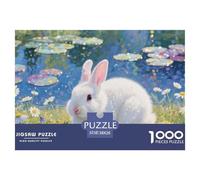 Jigsaw Puzzles Netherland Dwarf Rabbit 1000 Piece Challenge Toy for Adults,Spring Garden Impossible Jigsaw Puzzles 1000 Pieces Educational Game Home Decoration 38x26cm/1000pcs