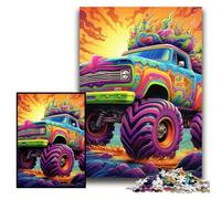 Jigsaw Puzzles Psychedelic Truck cardboard Jigsaw Size 26x38cm Challenging Brain Teaser, Family Activity, Home Decor