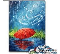 Jigsaw Puzzles Red Umbrella on A Rainy Day Puzzles for Adults 50X75CM for Teenagers, Couples, And Friends for Birthdays, Christmas