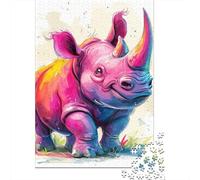 Jigsaw Puzzles Rhinoceros 500 Piece Jigsaw Puzzles for Adults Wooden Jigsaw Puzzle for Adults & Age 18 Years Up Family Entertainment Toys 500pcs (52x38cm)