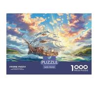 Jigsaw Puzzles Sailing Ship 1000 Piece Challenge Toy for Adults,Dreamy Ocean Sunlit Impossible Jigsaw Puzzle 1000 Piece Educational Game for Adults Or Families 70x50cm/1000pcs