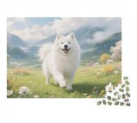 Jigsaw Puzzles Samoyed Dog 1000 Piece Challenge Game for Adults,Spring Pastoral Impossible Jigsaw Puzzle 1000 Piece Educational Games for Adults Or Families 1000pcs (75x50cm)