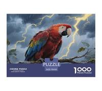 Jigsaw Puzzles Scarlet Macaw 1000 Piece Challenge Game for Adults,Thunderstorm Rainforest Impossible Jigsaw Puzzle 1000 Piece Educational Games for Adults Or Families 70x50cm/1000pcs
