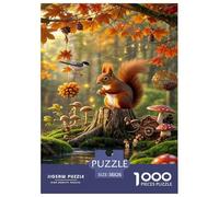 Jigsaw Puzzles Squirrel 1000 Piece Challenge Toy for Adults,Autumn Forest Landscape Impossible Jigsaw Puzzle 1000 Piece Educational Game for Adults Or Families 38x26cm/1000pcs