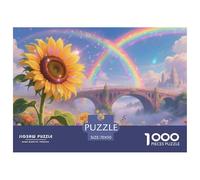 Jigsaw Puzzles Sunflower 1000 Piece Challenge Game for Adults,Rainbow Flower Sea Scenery Impossible Jigsaw Puzzle 1000 Piece Educational Games for Adults Or Families 70x50cm/1000pcs