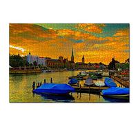 Jigsaw Puzzles Switzerland Zurich 100 Piece Jigsaw Puzzle for Adults and Family Travel Gift Souvenir 45,5x35,5CM