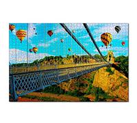 Jigsaw Puzzles UK England Balloon Clifton Suspension Bridge Bristol 300 Piece Jigsaw Puzzle for Adults and Family Travel Gift Souvenir 38x26CM