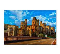 Jigsaw Puzzles UK England Conway Castle Wales 300 Piece Jigsaw Puzzle for Adults and Family Travel Gift Souvenir 38x26CM