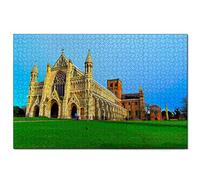 Jigsaw Puzzles UK England St Albans Cathedral 200 Piece Jigsaw Puzzle for Adults and Family Travel Gift Souvenir 35x25CM