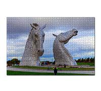 Jigsaw Puzzles UK England The Kelpies Falkirk 300 Piece Jigsaw Puzzle for Adults and Family Travel Gift Souvenir 38x26CM