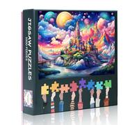 Jigsaw Puzzles - Whimsical Cloud Castles Oil Painting Style, 20 x28 inch Floating High Above The World Collectors Edition Puzzle, Challenging Parlour Games for Adults & Families