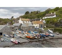 jigsaw puzzles with the theme of world tourist attractions-United Kingdom Cadgwith Cove Boats powerboat Houses Cities,Special travel souvenirs,1000 pieces,29.5"x19.7"