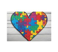 Jigsaw Puzzles1000 Piece Broleo Autism Awareness Puzzle Pieces Heart Printing Educational Intellectual Wooden Puzzles, Fun Puzzles, Stress Relieving Puzzles