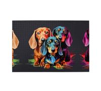 Jigsaw Puzzles1000 Piece Broleo Colorful Cute Dachshound Dogs Printing Educational Intellectual Wooden Puzzles, Fun Puzzles, Stress Relieving Puzzles
