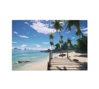 Jigsaw Puzzles1000 Piece Broleo Paradise Beach Palm Trees Printing Educational Intellectual Wooden Puzzles, Fun Puzzles, Stress Relieving Puzzles