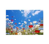 Jigsaw Puzzles1000 Piece Broleo White Cloud Wildflower Printing Educational Intellectual Wooden Puzzles, Fun Puzzles, Stress Relieving Puzzles