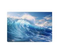 Jigsaw Puzzles1000 Piece Hytter Blue Ocean Waves Pattern Educational Intellectual Wooden Puzzles, Fun Puzzles, Stress Relieving Game