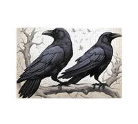 Jigsaw Puzzles1000 Piece Hytter Cartoon Black Ravens Pattern Educational Intellectual Wooden Puzzles, Fun Puzzles, Stress Relieving Game