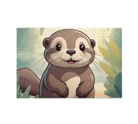 Jigsaw Puzzles1000 Piece Hytter Cartoon Cute Otter Pattern Educational Intellectual Wooden Puzzles, Fun Puzzles, Stress Relieving Game