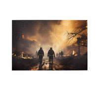 Jigsaw Puzzles1000 Piece Hytter Firefighters Fighting Fires Pattern Educational Intellectual Wooden Puzzles, Fun Puzzles, Stress Relieving Game