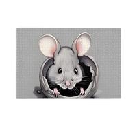 Jigsaw Puzzles1000 Piece Hytter Grey Rat Pattern Educational Intellectual Wooden Puzzles, Fun Puzzles, Stress Relieving Game