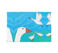 Jigsaw Puzzles1000 Piece Hytter Happy White Goose Pattern Educational Intellectual Wooden Puzzles, Fun Puzzles, Stress Relieving Game