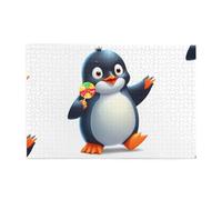 Jigsaw Puzzles1000 Piece Hytter Little Penguin Holding Gummy Candy Pattern Educational Intellectual Wooden Puzzles, Fun Puzzles, Stress Relieving Game