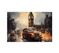 Jigsaw Puzzles1000 Piece Hytter London Color Taxi Pattern Educational Intellectual Wooden Puzzles, Fun Puzzles, Stress Relieving Game