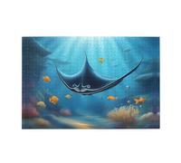 Jigsaw Puzzles1000 Piece Hytter Manta Ray and Fish Pattern Educational Intellectual Wooden Puzzles, Fun Puzzles, Stress Relieving Game