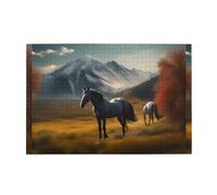 Jigsaw Puzzles1000 Piece Hytter Nature Scenic Horse Pattern Educational Intellectual Wooden Puzzles, Fun Puzzles, Stress Relieving Game