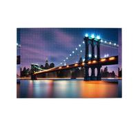 Jigsaw Puzzles1000 Piece Hytter New York Manhattan Bridge Night Pattern Educational Intellectual Wooden Puzzles, Fun Puzzles, Stress Relieving Game