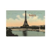 Jigsaw Puzzles1000 Piece Hytter Paris Vintage Postcard Pattern Educational Intellectual Wooden Puzzles, Fun Puzzles, Stress Relieving Game