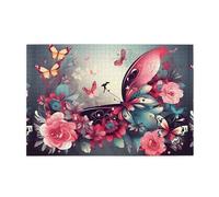 Jigsaw Puzzles1000 Piece Hytter Romantic Fancy Floral Birds Butterfly Pattern Educational Intellectual Wooden Puzzles, Fun Puzzles, Stress Relieving Game