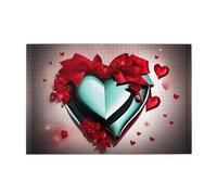 Jigsaw Puzzles1000 Piece Hytter Romantic Heart Pattern Educational Intellectual Wooden Puzzles, Fun Puzzles, Stress Relieving Game