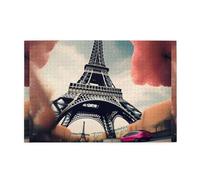 Jigsaw Puzzles1000 Piece Hytter Romantic Paris Eiffel Tower Pattern Educational Intellectual Wooden Puzzles, Fun Puzzles, Stress Relieving Game